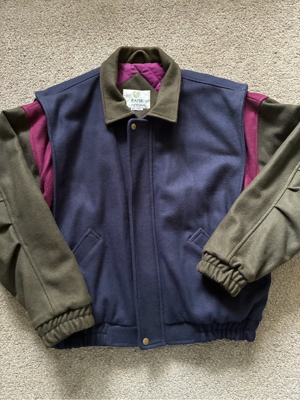 Vintage Colorblock Wool Coat (XL)